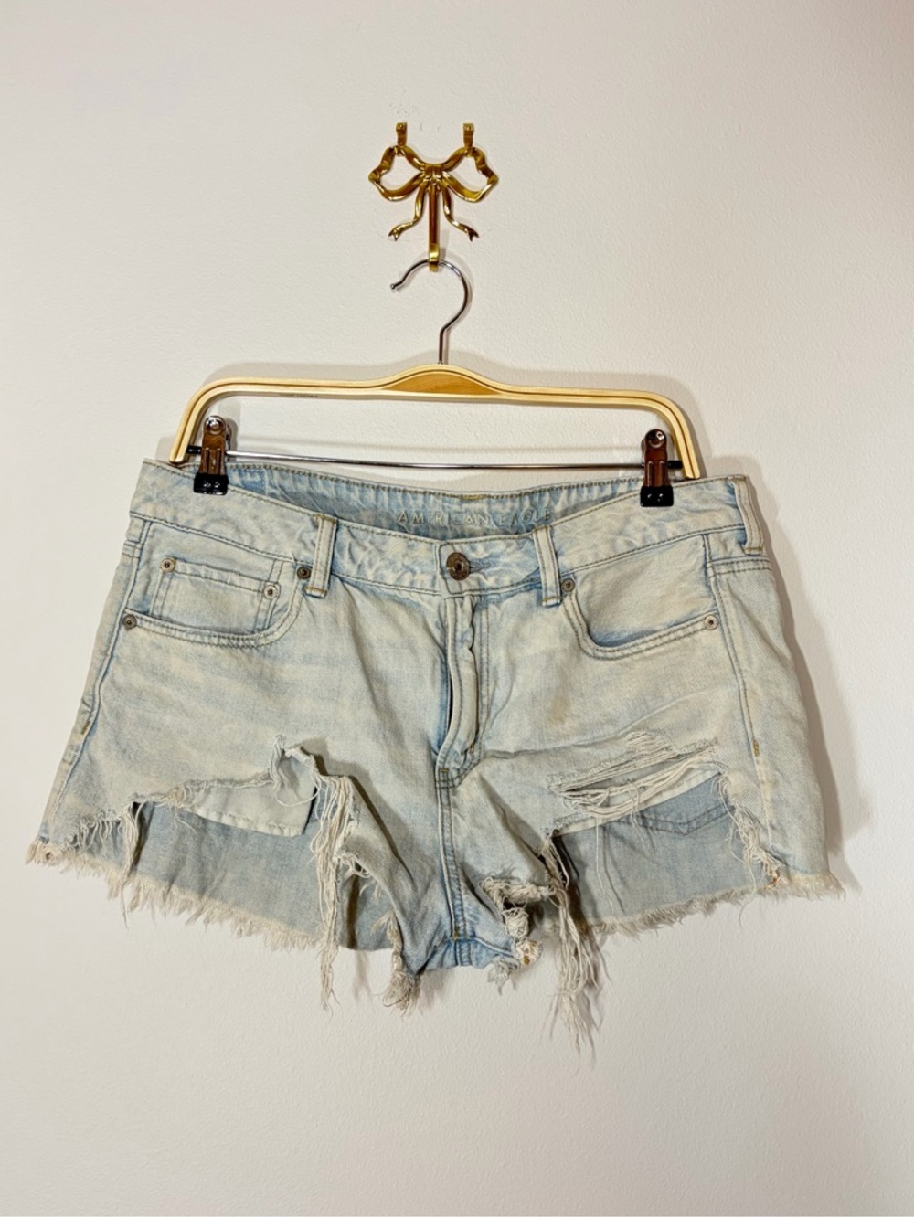 American Eagle Outfitters Light Blue Distressed Denim Cutoff Shorts